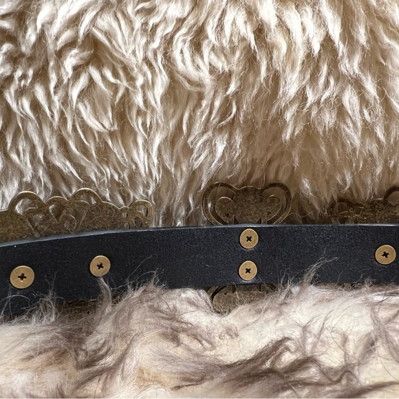 black leather western concho belt faux coral and turquoise stones scroll design - Picture 14 of 17